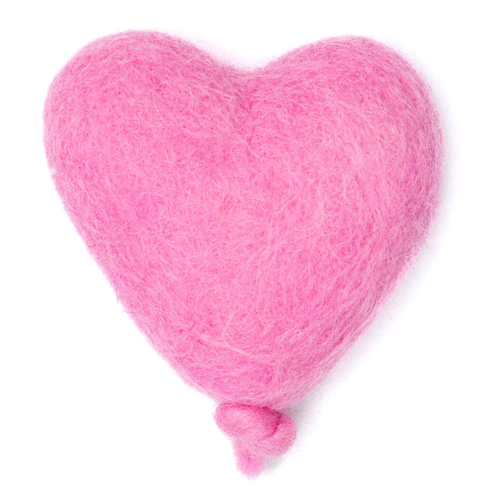 felted wool heart shaped cat toy 