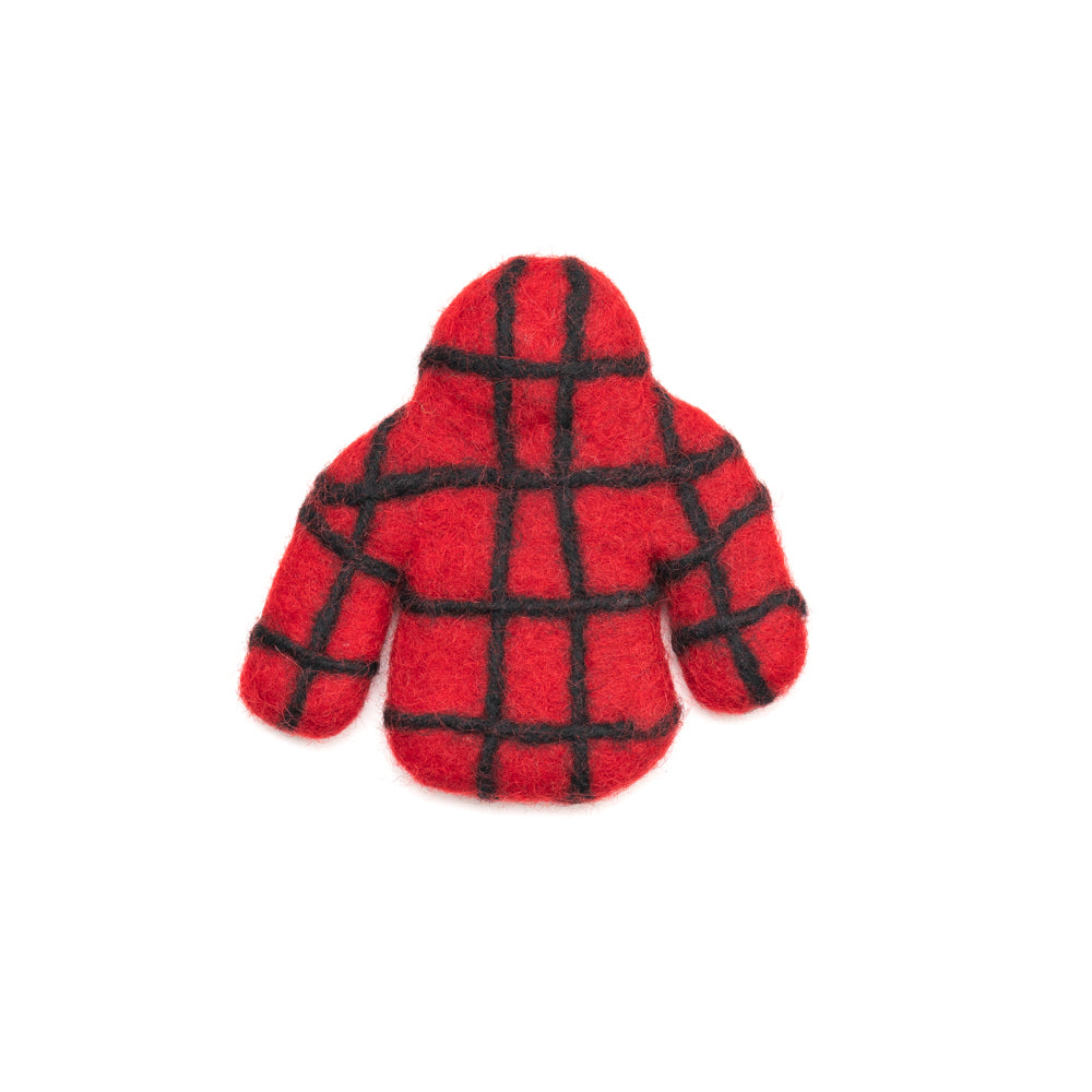 felted wool plaid shirt cat toy 