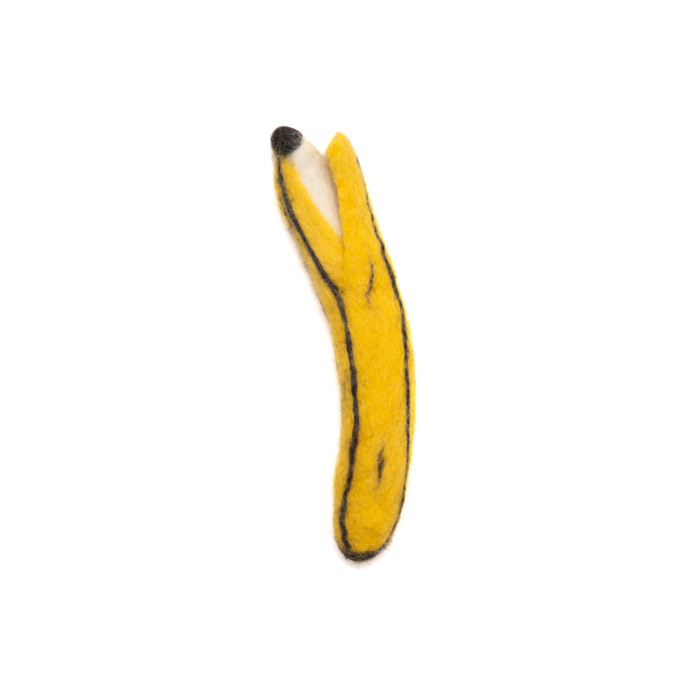 wool cat toy that looks like a over ripe banana