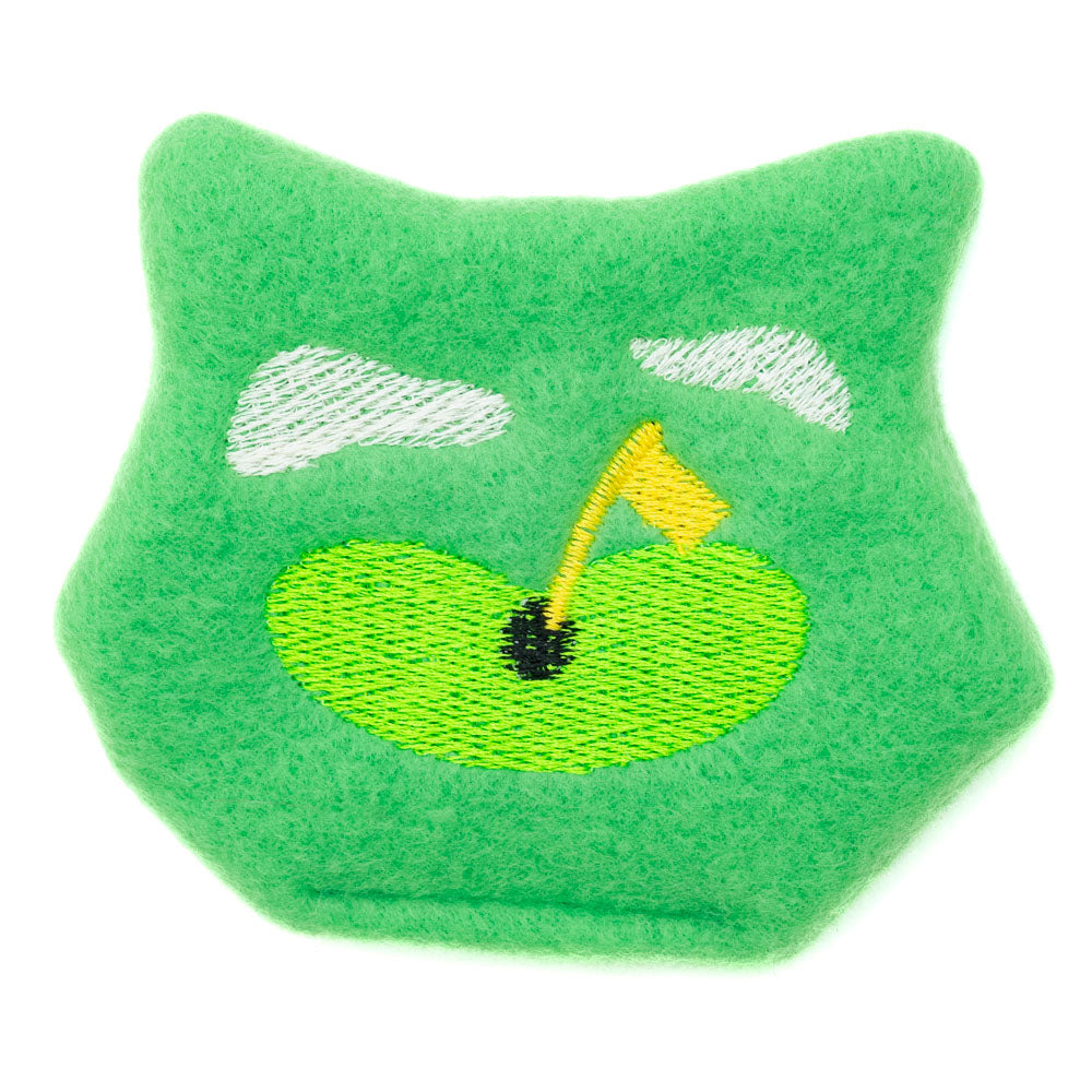 plush fleece cat toy that looks like a golf course 